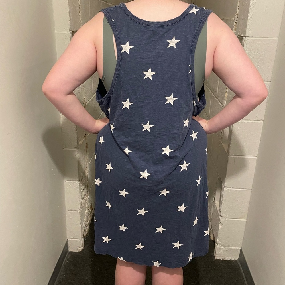 Natural Reflections Brand Cotton Blue Star Print Sleeveless Dress Coverup 2X - Picture 2 of 5